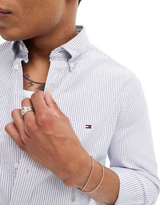 Tommy Hilfiger – Granatowa koszula oxford o regularnym kroju w paski, 4 z 4