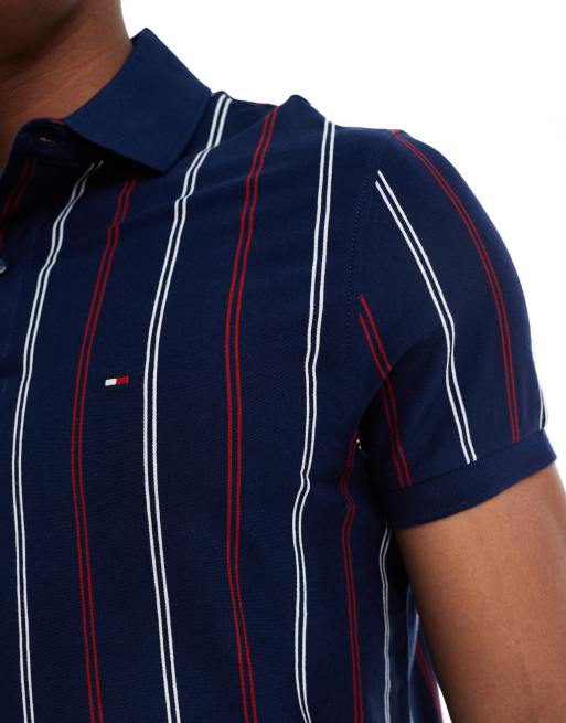 Tommy Hilfiger – Granatowa koszulka polo w białe paski, 3 z 4