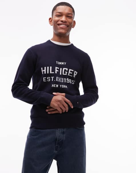 Tommy Hilfiger varsity logo jumper in navy