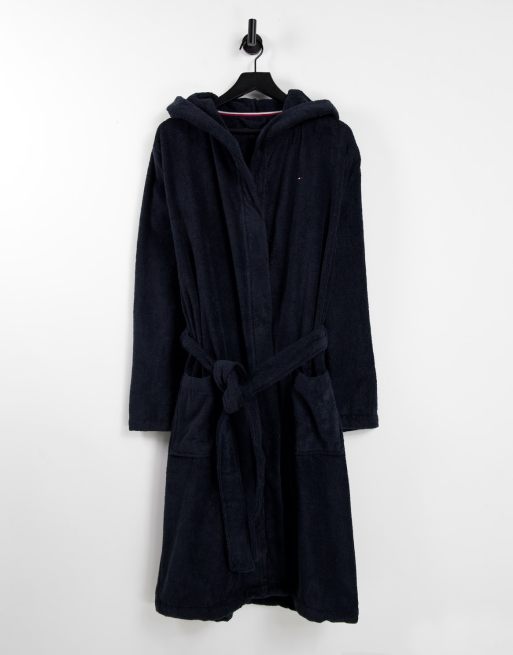 Tommy Hilfiger – Granatowy szlafrok z materiału frotté