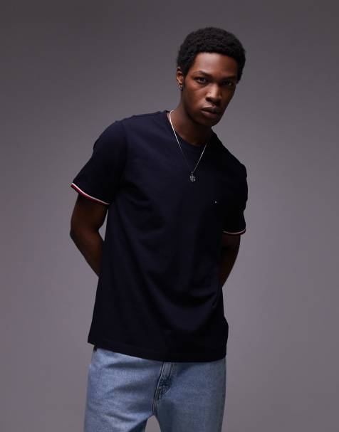 Tommy Hilfiger – Granatowy T-shirt z lamówkami - view 1