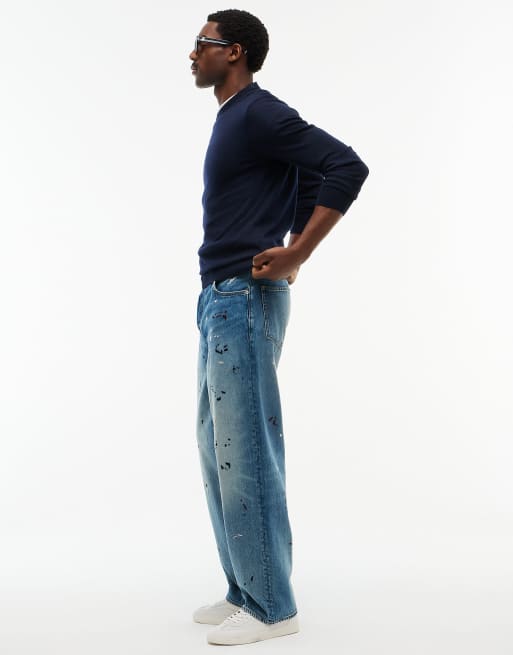 Tommy Hilfiger Grand embroidery loose jeans in keith indigo - medium wash, 3 of 7