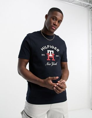 Tommy Hilfiger graphic logo t-shirt in navy