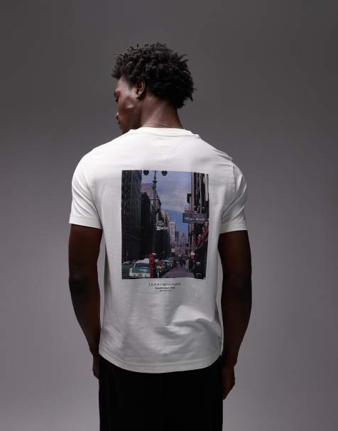 Tommy Hilfiger graphic logo t-shirt in off white - view 1