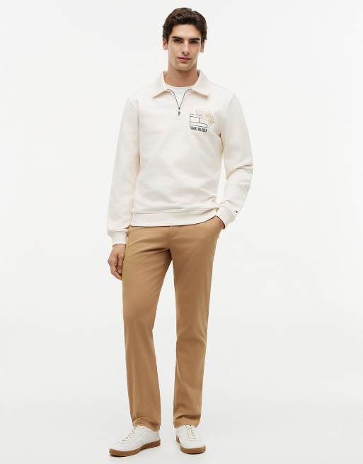 Tommy Hilfiger Graphic quarter-zip rugby sweatshirt in beige, 2 of 6