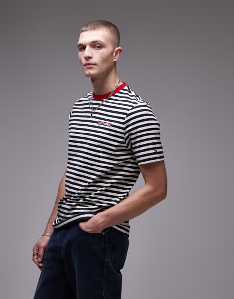 Tommy Hilfiger graphic stripe t-shirt in multi - view 1