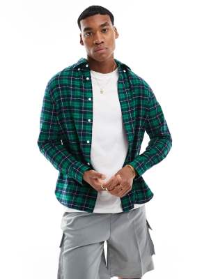 Tommy Hilfiger – Grön, rutig, borstad skjorta - view 1