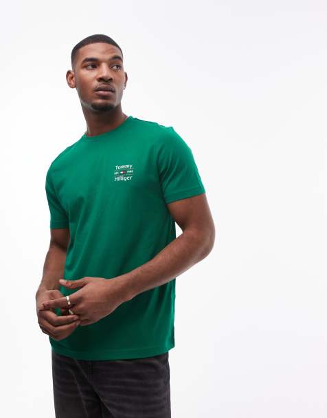Tommy Hilfiger – Grön t-shirt med staplad logga - view 1