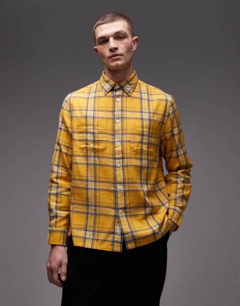 Tommy Hilfiger - Gul langærmet skjorte i twill med tern og afslappet pasform - view 1