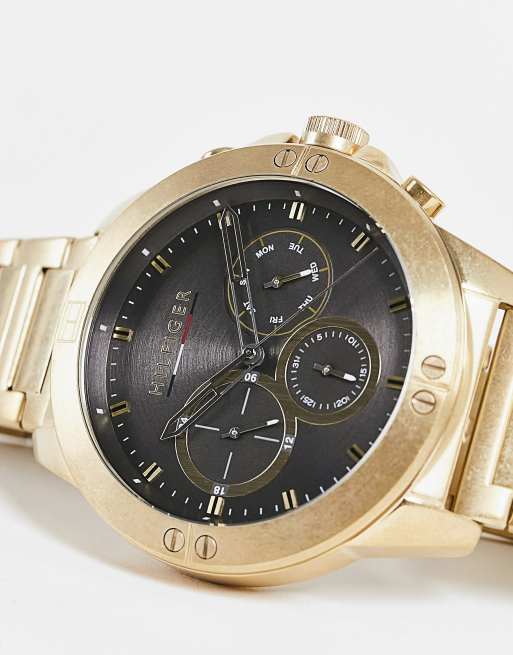 Tommy Hilfiger - Guldfarvet armbåndsur til mænd med kronograf - 1791891, 4 af 4