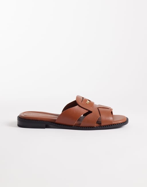 Tommy Hilfiger - Gyldenbrune sandaler i læder med møntdesign, 2 af 4
