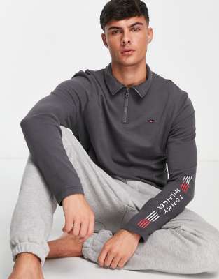 Tommy Hilfiger half zip lounge sweat in dark grey