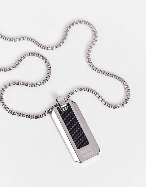 Tommy Hilfiger – Halskette aus Edelstahl in Silber-Optik mit Anhänger,  2790354 | ASOS