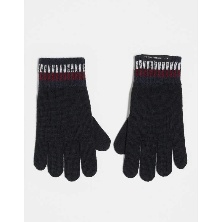 Tommy Hilfiger  Handschuhe aus Wolle in Schwarz mit gestreiften Bndchen |  ASOS