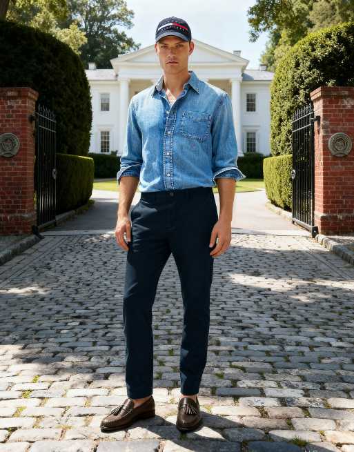 Tommy Hilfiger Harlem tapered leg twill chinos in desert sky, 5 of 6
