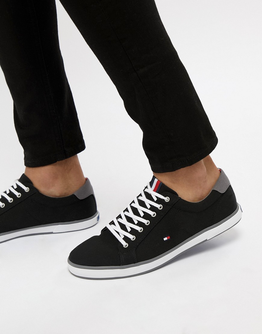Tommy Hilfiger Harlow Lace Up Canvas Plimsolls in Black