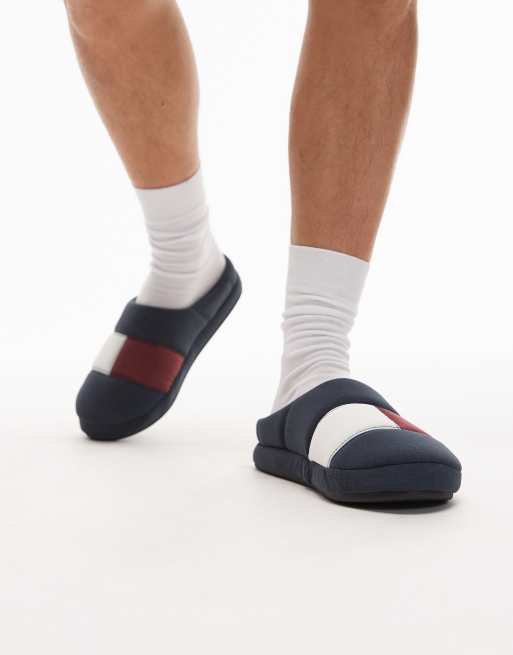 Tommy Hilfiger – Hausschuhe in Marineblau mit Flaggenlogo aus Nylon, 3 von 4
