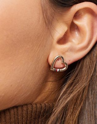 tommy hilfiger heart logo earrings
