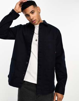 Tommy Hilfiger heavy twill long sleeve shirt jacket in blue