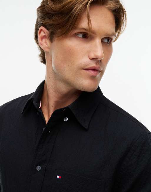 Tommy Hilfiger Hemd in lockerer Passform aus weich strukturiertem Stoff in Schwarz, 3 von 6
