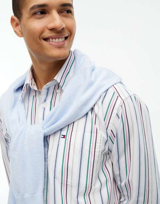 Tommy Hilfiger Hemd in Relaxed Fit mit Streifenmix aus Popeline in Multi, 3 von 6