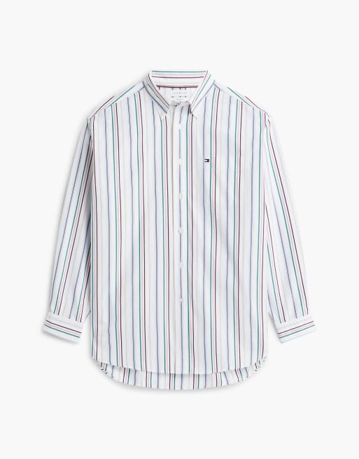 Tommy Hilfiger Hemd in Relaxed Fit mit Streifenmix aus Popeline in Multi, 5 von 6