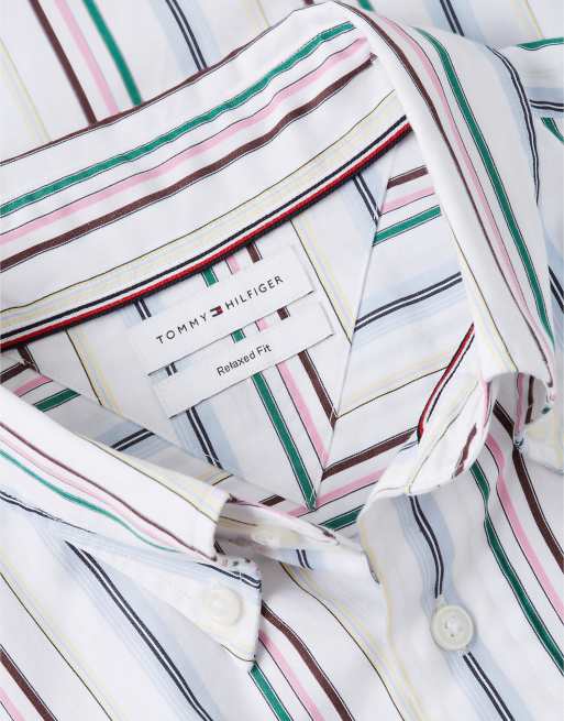 Tommy Hilfiger Hemd in Relaxed Fit mit Streifenmix aus Popeline in Multi, 6 von 6