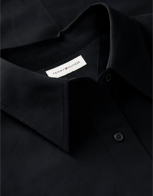 Tommy Hilfiger Hemd in Schwarz mit Relaxed Fit und doppelten Manschetten aus Popeline, 6 von 6