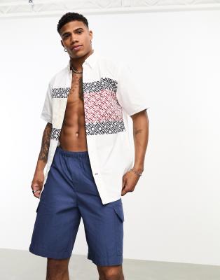 Tommy Hilfiger monogram logo shirt in white - ASOS Price Checker