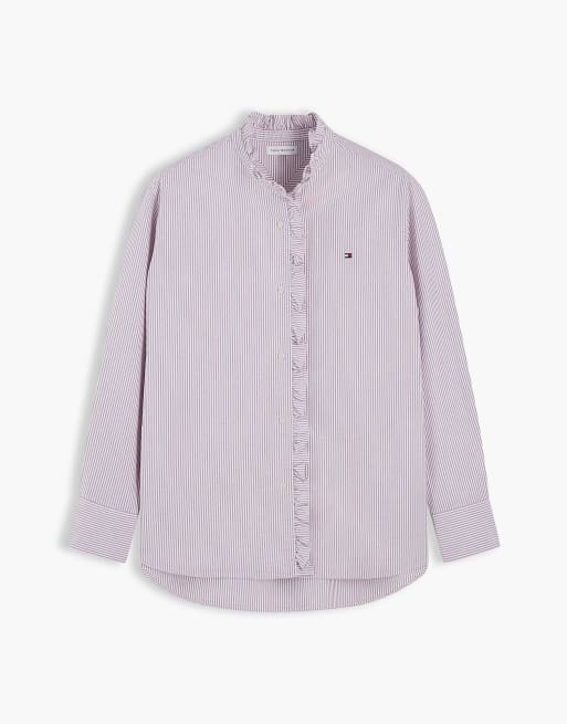 Tommy Hilfiger Hemd mit Rüschenkragen aus garngefärbtem Oxford-Gewebe in Rot-Multicolor, 5 von 6