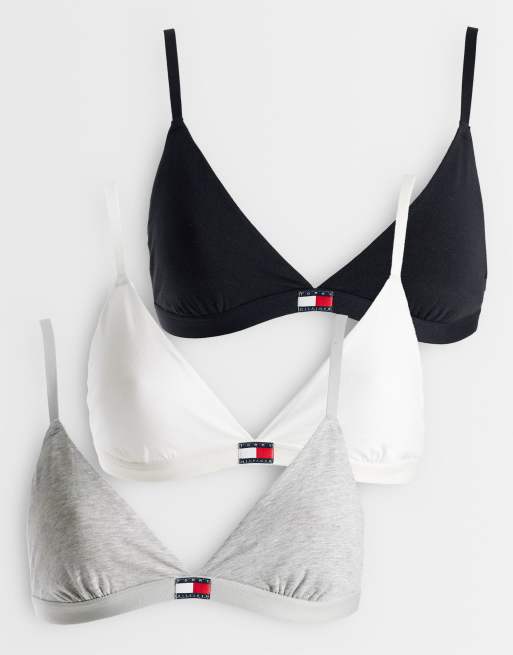 Tommy Hilfiger Heritage 3 pack bralettes in black/grey/white, 1 of 3