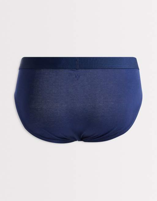 Tommy Hilfiger Heritage 3 pack briefs in blue/cream/khaki, 2 of 3