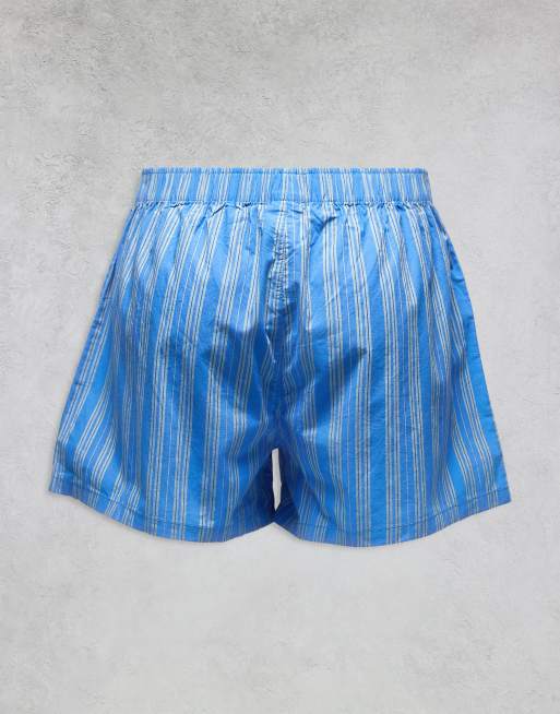 Tommy Hilfiger Heritage 3 pack woven boxers in grey plaid/grey stripe/blue stripe, 3 of 3