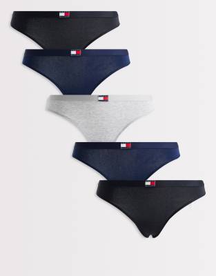 Tommy Hilfiger Heritage 5 Pack Thongs In Multi
