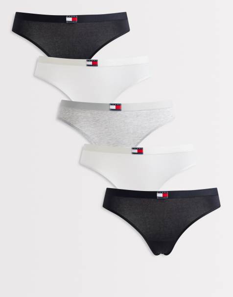 Tommy Hilfiger Heritage 5 pack thongs in black/white/grey - view 1