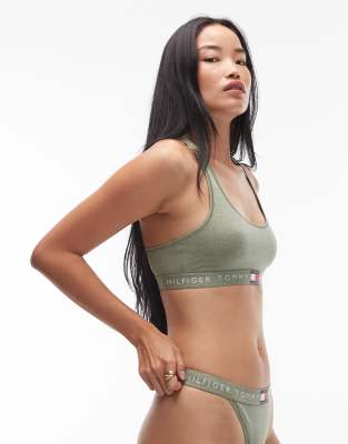 Tommy Hilfiger - Heritage - Bustier in Heidegrün mit Ringerrücken und klassischem Logo