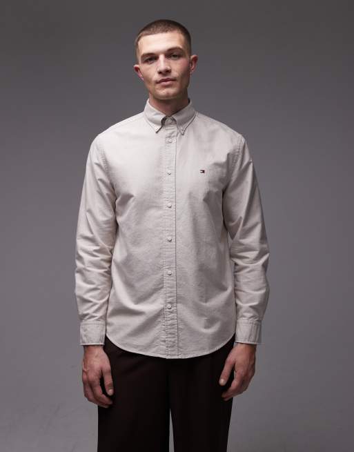 Tommy Hilfiger - Heritage - Camicia Oxford a maniche lunghe beige 