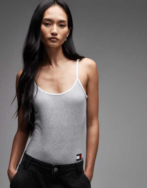 Tommy Hilfiger - Heritage - Geribbelde body in grijs - view 1
