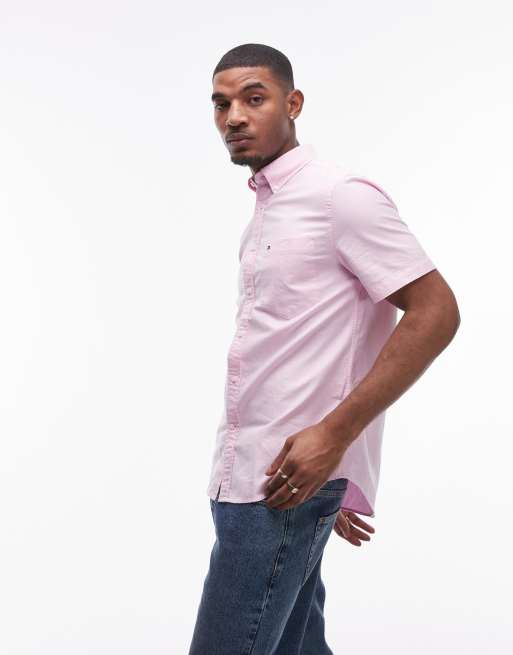 Tommy Hilfiger – Heritage – Jasnoróżowa koszula oxford z krótkimi rękawami