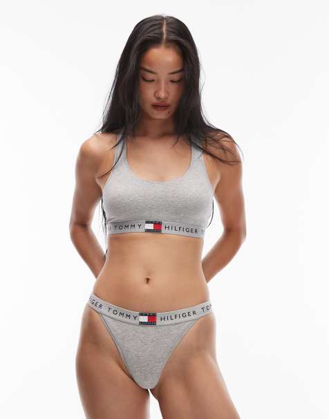 Tommy Hilfiger – Heritage – Jasnoszare melanżowe stringi tanga - view 1