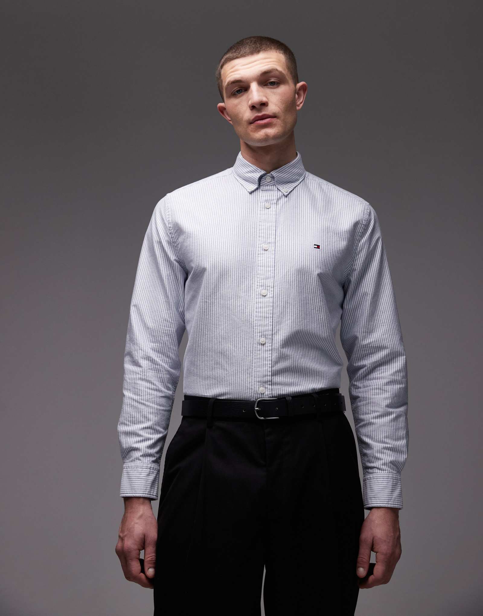 Оксфордская рубашка Tommy Hilfiger Heritage с длинным рукавом светло-голубого цвета 