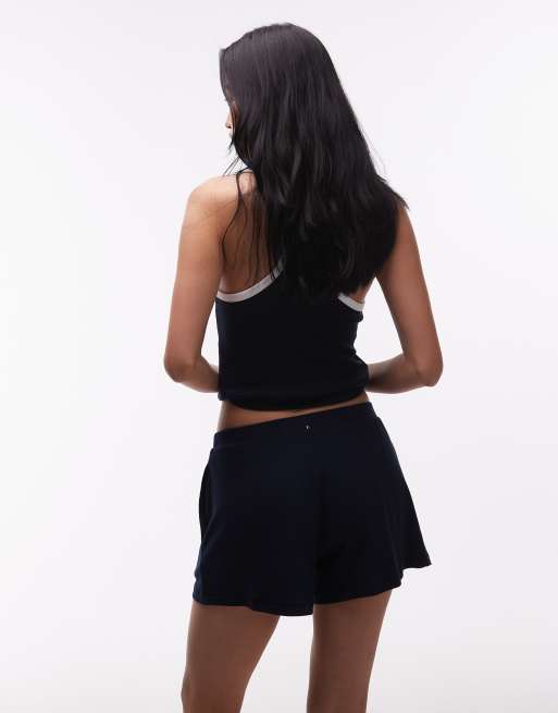 Tommy Hilfiger – Heritage – Marinblå, ribbade shorts, del av set, 4 av 5