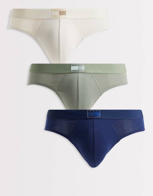 Tommy Hilfiger - Heritage - Pakke med 3 par briefs i blå/cremehvid/khaki