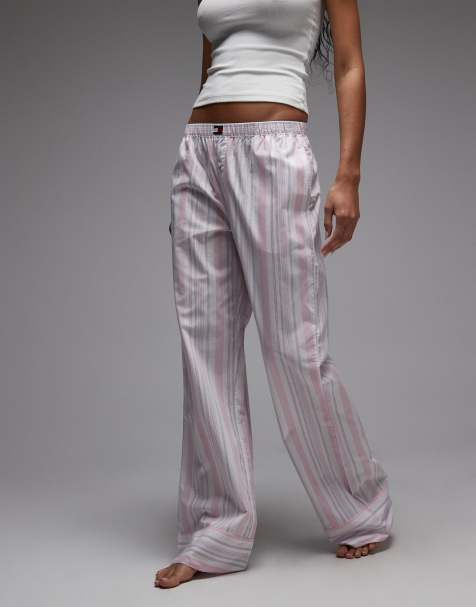 Tommy Hilfiger – Heritage – Pyjamahose aus Popeline in gestreiftem Rosa - view 1