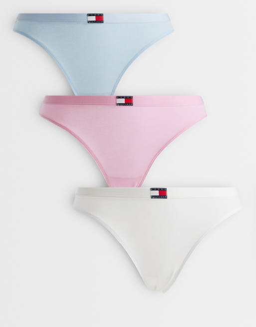 Tommy Hilfiger – Heritage – Rosa, vita och blå trosor i bikinimodell, 3-pack