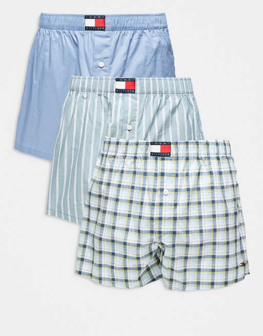 Tommy Hilfiger - Heritage - Set van 3 geweven boxershorts in strepen/ruiten