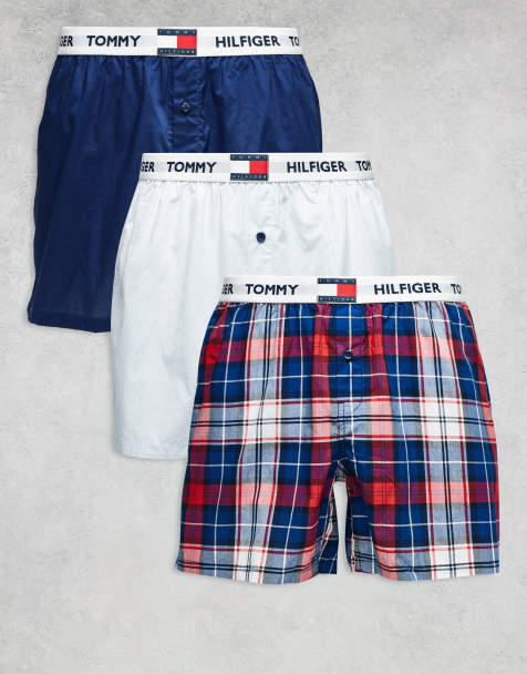 Tommy Hilfiger – Heritage – Skotskrutiga/marinblå/vita, vävda boxershorts, 3-pack - view 1