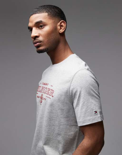 Tommy Hilfiger – Heritage – Szary T-shirt z grafiką, 5 z 5