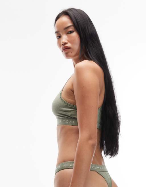Tommy Hilfiger heritage tanga thong in green heather