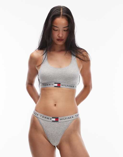 Tommy Hilfiger heritage tanga thong in light gray heather